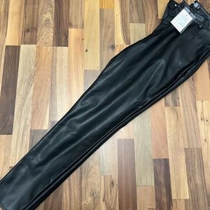Faux leather slim leg pants